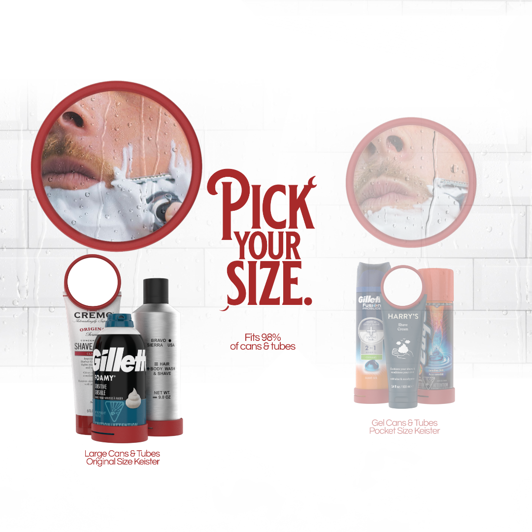 Pocket Size Keister - Shower Shaving Mirror -  Anti Fog, Anti Scratch, - Fits Tall Shaving Cream Gel Cans & Small Tubes