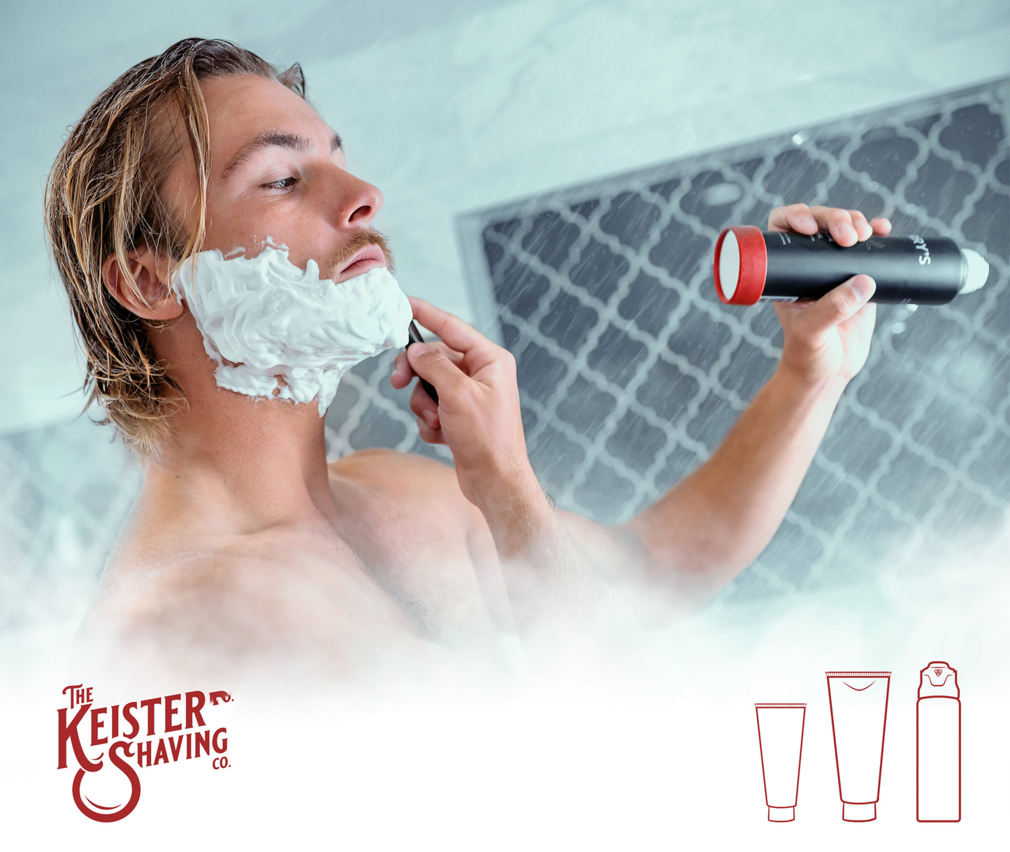 Pocket Size Keister - Shower Shaving Mirror -  Anti Fog, Anti Scratch, - Fits Tall Shaving Cream Gel Cans & Small Tubes
