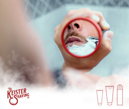 Pocket Size Keister - Shower Shaving Mirror -  Anti Fog, Anti Scratch, - Fits Tall Shaving Cream Gel Cans & Small Tubes